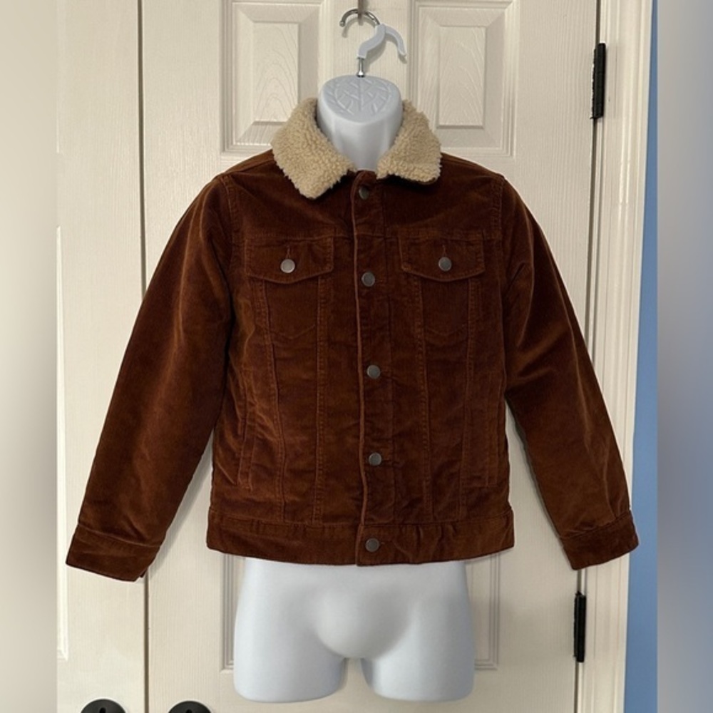 Wonder Nation Boys Brown Corduroy Sherpa Jacket Size L (10–12)